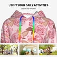 thumbnail image 4 of Balery Rose Flowers Pattern Womens Long Sleeve Hoodie, Pullover Hooded Sweatshirt, Kangaroo Pocket Hoodie with Eye-catching Drawstrings-Small, 4 of 7
