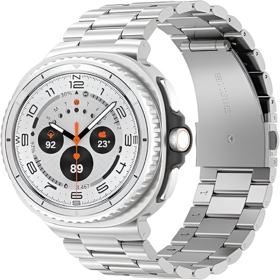 DESIGNICE Metal Band Compatible with 40Mm 44Mm Watch/Classic 46Mm Band Men Women, Titanium Stainless Steel Chain Strap with Folding Clasp for Watch Bands Silver