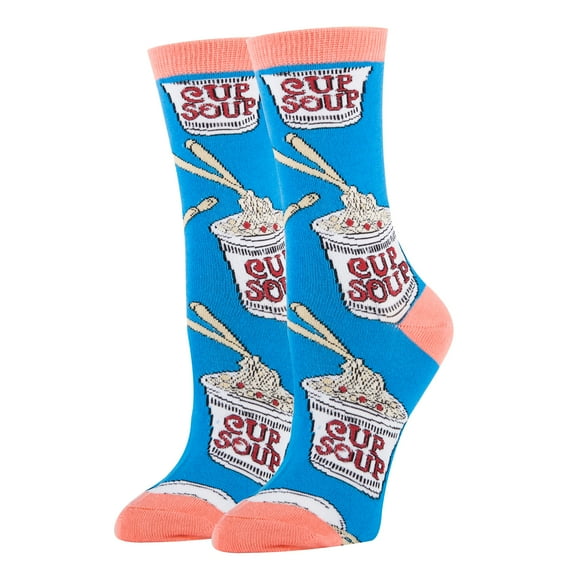 Oooh Yeah Women's Funny Novelty Crew Socks, Crazy Cool Fashion Socks, Cup a Soup