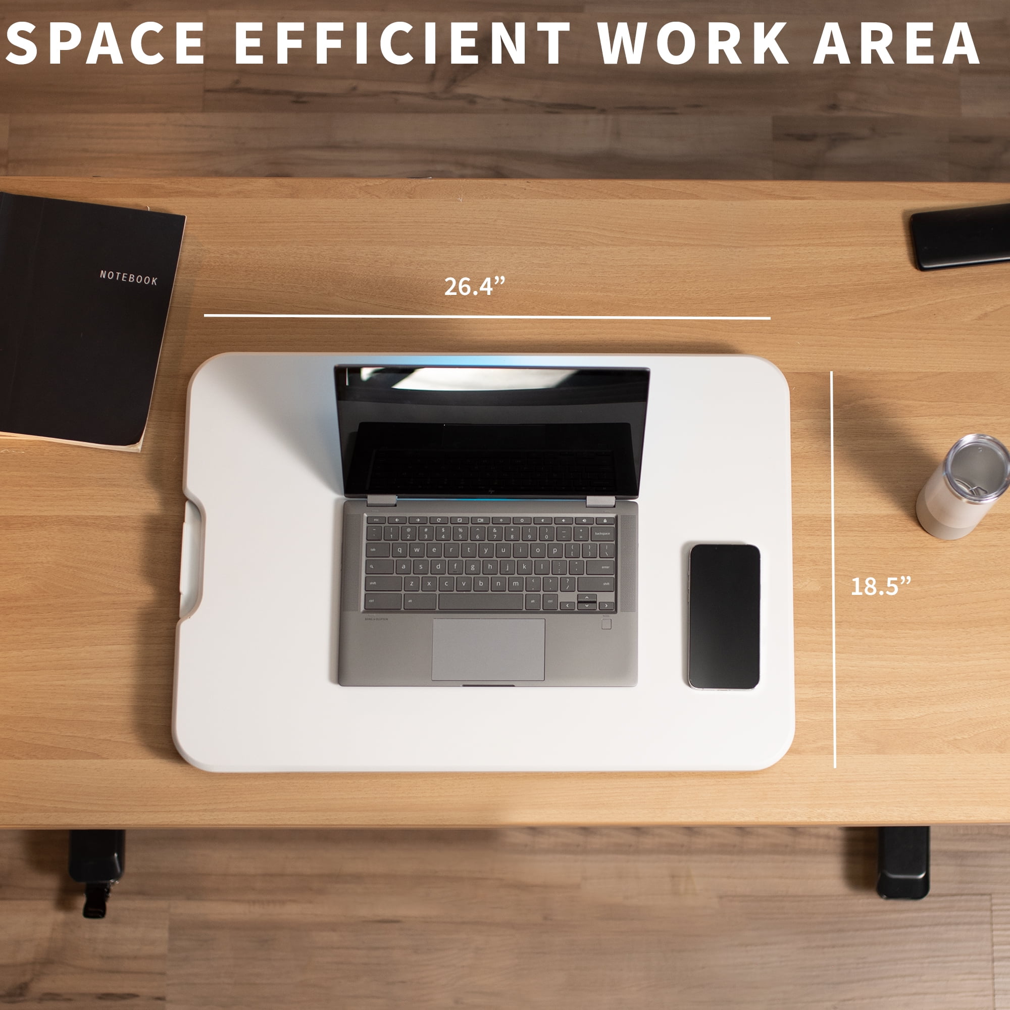 VIVO White Ultra Slim 26" Desktop Converter, Sit Stand Tabletop Monitor Riser