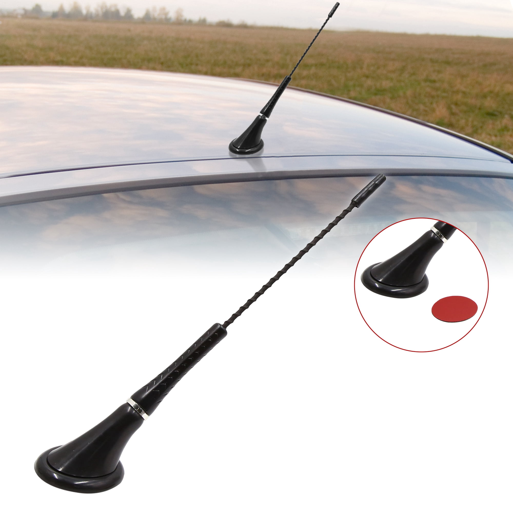 Unique Bargains Black Adhesive Base Car Decorative Antenna Universal Waterproof