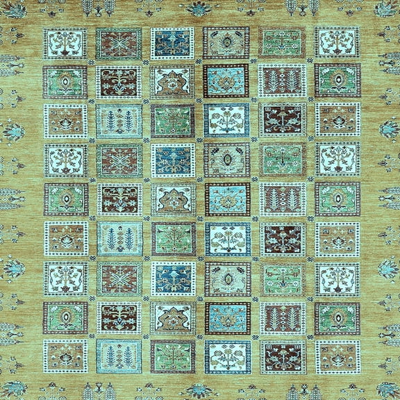 Ahgly Company Indoor Square Abstract Light Blue Modern Area Rugs, 8' Square