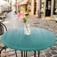 thumbnail image 4 of Teal Green Ombre Fitted Tablecloth with Elastic Edged, Round Table Cloth for Dining Table, Contemporary Gradient Abstract Art Waterproof Oil Proof Table Cover for Indoor Outdoor 55"-60", 4 of 8
