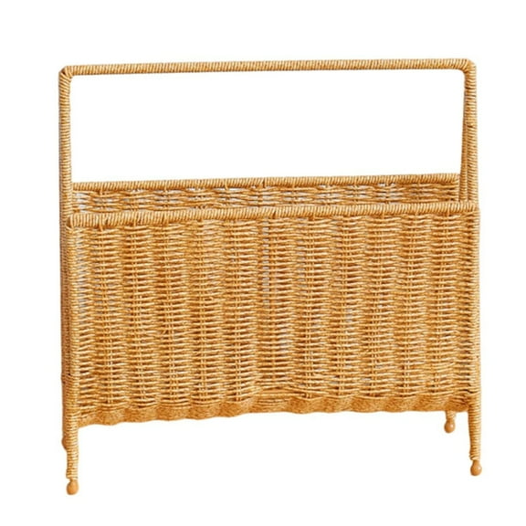 ROCKROK Portable Handwoven Magazine Rack Faux Rattan Organizers For Easy Organization