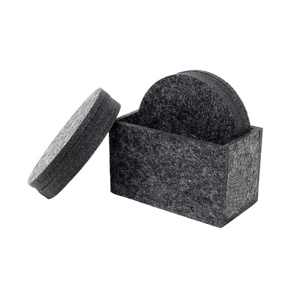 Posavasos de fieltro gris oscuro redondos con aislamiento térmico para el hogar, restaurante y cafetería.
