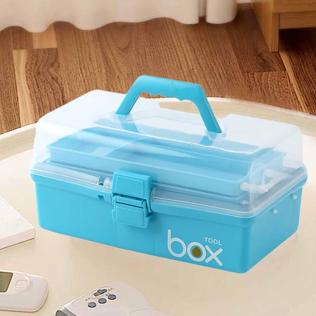 BELOVING Portable Medical Box 3 Layer Emergency Storage Box for Family Use Car Office Blue