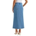 thumbnail image 3 of INSPIRE CHIC Women's Denim Skirt Maxi A Line High Waisted Raw Hem Casual Jean Skirt 2XL Sky Blue, 3 of 6