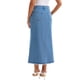 thumbnail image 3 of Falda de mezclilla maxi A Line de cintura alta INSPIRE CHIC para mujer, dobladillo deshilachado, falda de jeans casual L azul cielo, 3 of 6