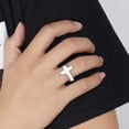 thumbnail image 4 of Stainless Steel Christian Sideways Cross Signet Style Ring, 4 of 4