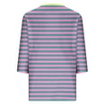 thumbnail image 4 of Gaecuw Womens 3/4 Sleeve T Shirts V Neck Summer Striped Criss Cross Blouse Loose T Shirts Pullover Tees Three Quarter Shirts Trendy Tops Dressy Vacation Plus Size Purple M, 4 of 5