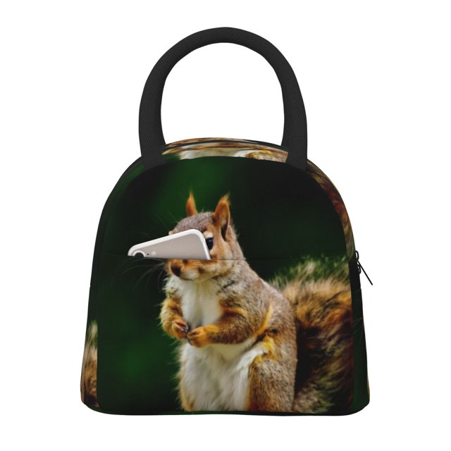 Fotbe Squirrels Eating Peanuts On The Tree Bolsa de Almuerzo con Estampado, Lonchera Aislada, Contenedor de Comida Reutilizable Tipo Cooler a Prueba de Fugas