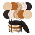 thumbnail image 1 of 10Pcs Storage Coaster Set, Multi-Color Spiral Cup Pad, Assorted Drink Mat, Boho Kitchen Decor, Woven Coaster With Metal Rack, Two-Tone Spiral Woven Coaster Set With Iron Holder, Tabletop Cup Mat, K, 1 of 3