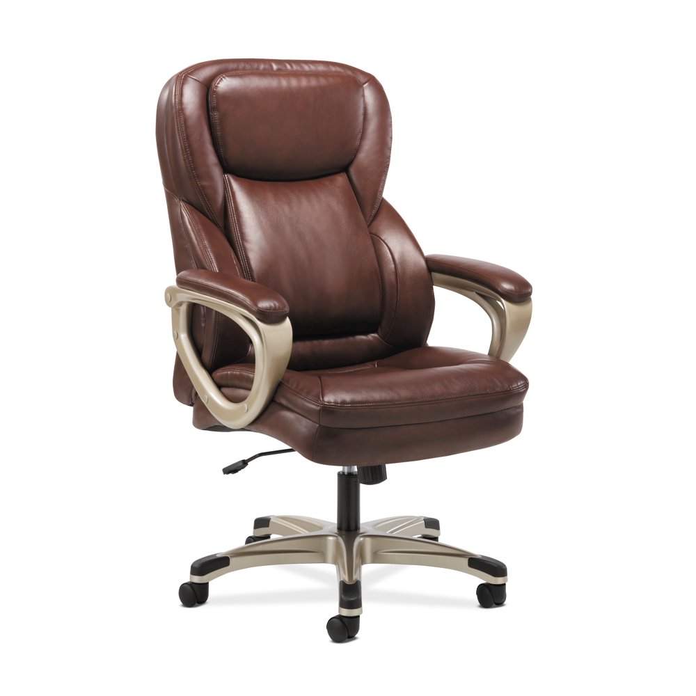 Sadie Executive Computer Chair- Fixed Arms for Office Desk, Brown