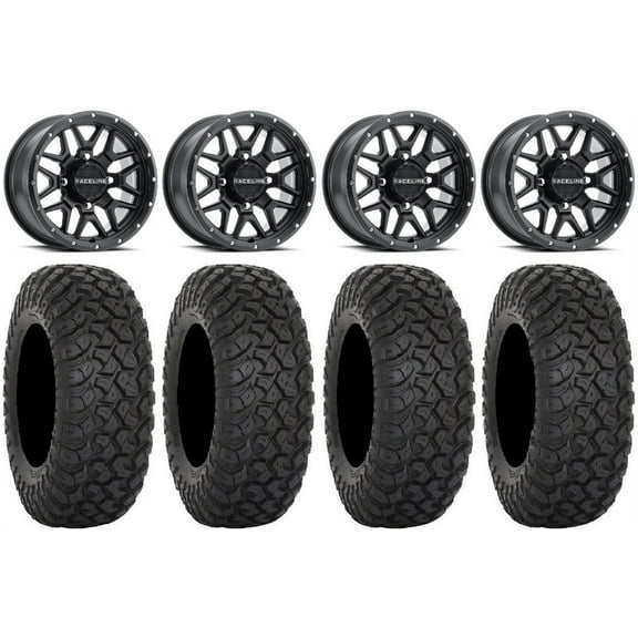 Raceline Krank 15" Wheels Black 33" RT320 Tires Polaris RZR XP 1000 / PRO XP / Ranger XP 900/1000