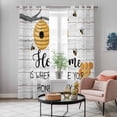 thumbnail image 5 of Cartoon Bee Kitchen Curtains 96 Inch Length, Country Vintage Branches Greyish Wooden Grain Grommet Top Bedroom Living Room Curtains, Light Filtering Cafe Curtain Drapes 2 Panels Set 104''x96'', 5 of 9