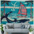 thumbnail image 4 of Orinice Whale Palm Trees Sail Boat Tapestry Wall Hanging Unique Style for Home Wall Decor Art | Living Room Bedroom Dorm Decoration 40x60inch, 4 of 6