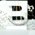 thumbnail image 5 of Rosec Jewels Lab Grown Blue Sapphire Curved Bar Necklace - (AAAA Grade) Blue Sapphire and Moissanite Necklace - with Jewelry Box, 18K Yellow Gold, 5 of 8