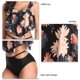 thumbnail image 5 of Traje de baño de 2 piezas con detalle de volantes - Conjunto de bikini de cintura alta con estampado floral negro 2XL, 5 of 5