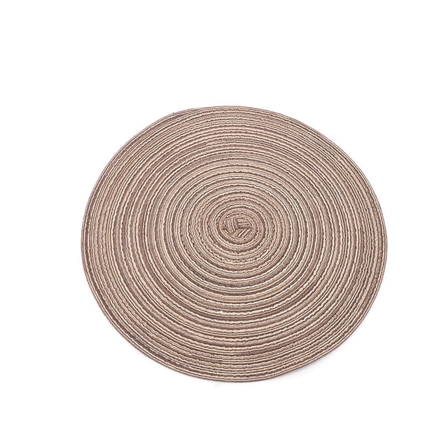 Nvzi Juego de 6 manteles individuales de 38 cm de diámetro - Manteles individuales resistentes al calor, lavables, tejidos, ideales para la mesa, para el hogar y la cocina, color café.