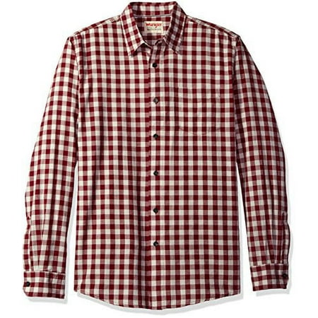 Wrangler Authentics Men's Long Sleeve Premium Gingham Shirt, Cabernet, S