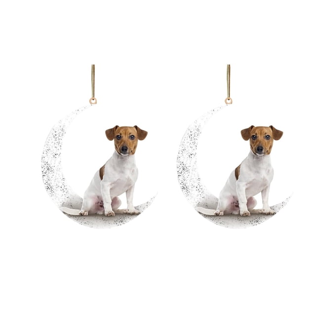 Iron Art Siéntese en la luna Lovely Dog Moon Ornament para los amantes de los perros Christmas Tree Pendent 2PC Wmkox8yii gf6361