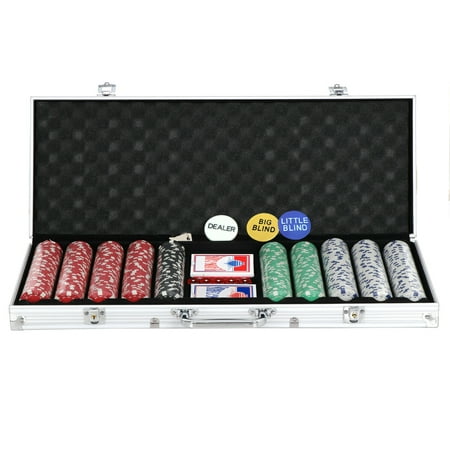 ZENY 500 Poker Chip Set 11.5 Gram Dice Style Clay Casino Poker Chips w/Aluminum Case, Cards, Dices, Blind Button for for Blackjack,