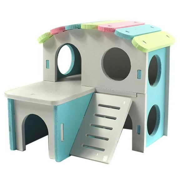 Small Pet Guinea Pig Hamster House Wooden Cabin Climb Play House Cage Toy
