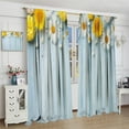 thumbnail image 4 of Garden Floral Window Curtains,Rustic Farmhouse Vintage Country Daisy Flowers Wood Plank Style Rod Sleeves Window Drapes for Living Room Bedroom Kitchen Bathroom Decor W42xL54in, 4 of 6