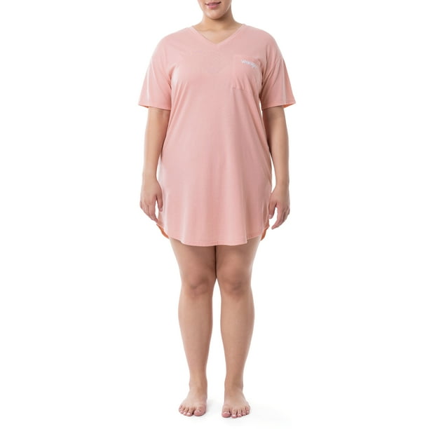 Wrangler® Women's Short Sleeve V-Neck Sleepshirt, S-4X - Walmart.com