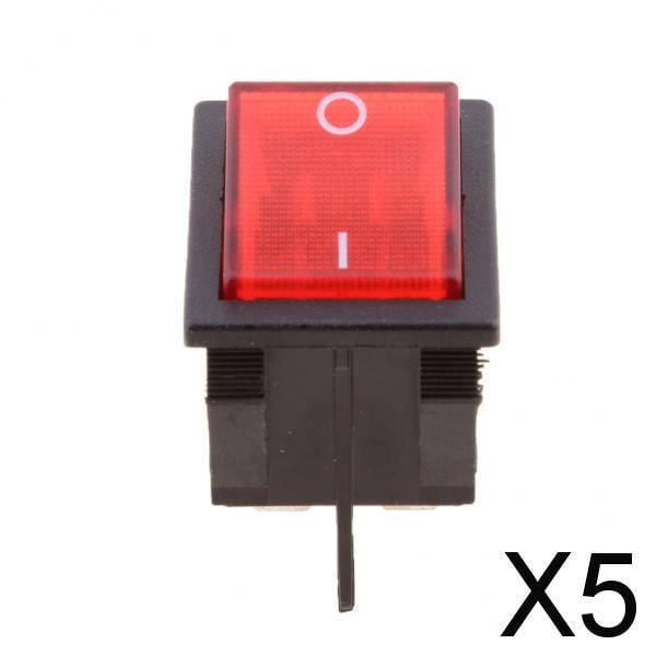 Colaxi 3-6pack Waterproof Car Boat 4 Pin DPST Red LED Lighted Rocker Switch On/Off 5 Pcs