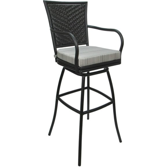 Outdoor or Indoor Extra Tall Bar Stool 34" - Elon with Arms - Cream NF - Gray