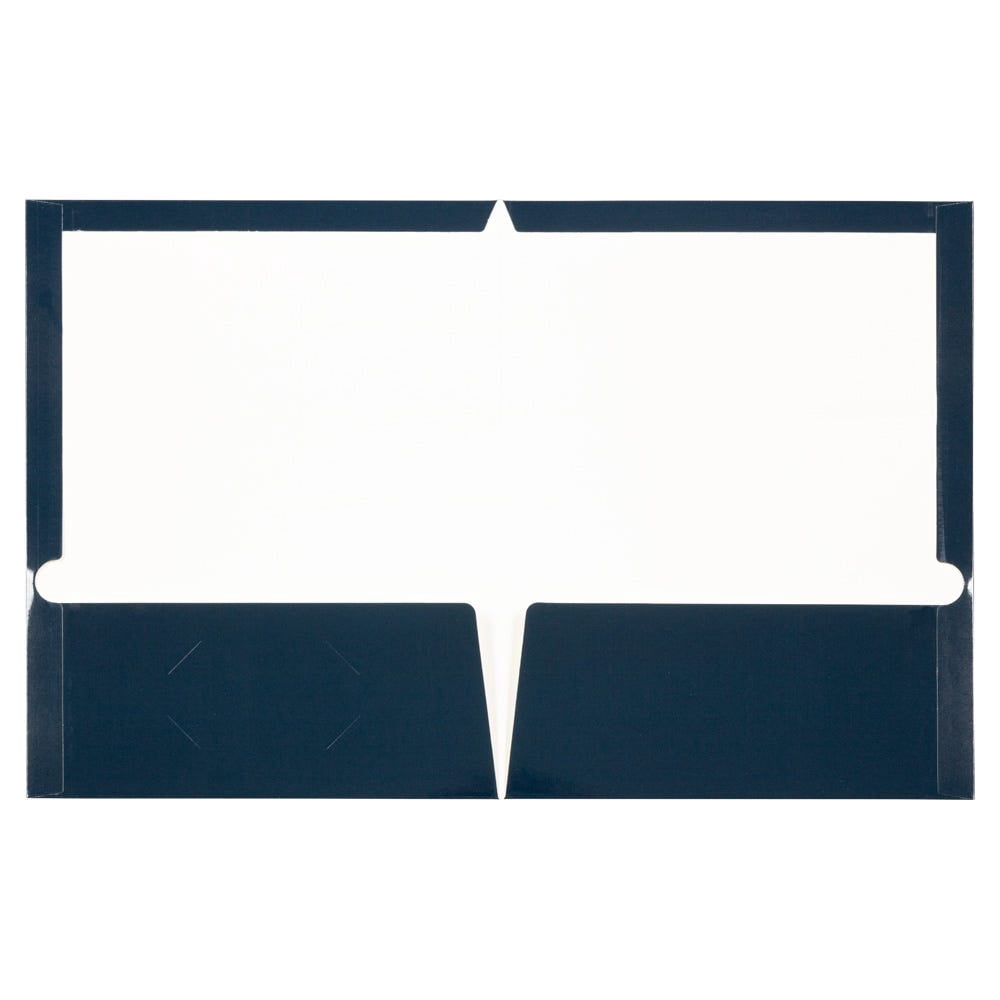 JAM Paper Laminated Two Pocket Glossy Folders, Navy Blue, 3/Pack
