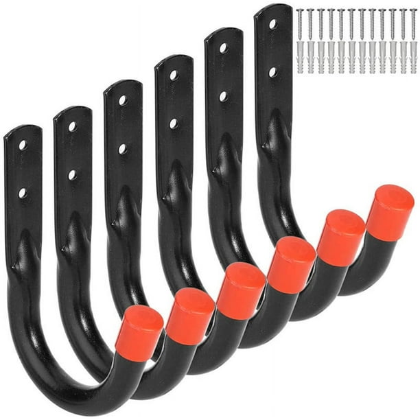 Paquete de 6 ganchos de garaje, ganchos de utilidad, ganchos de garaje, ganchos de pared resistentes, ganchos de almacenamiento de garaje resistentes, (pequeños - 4 pulgadas)