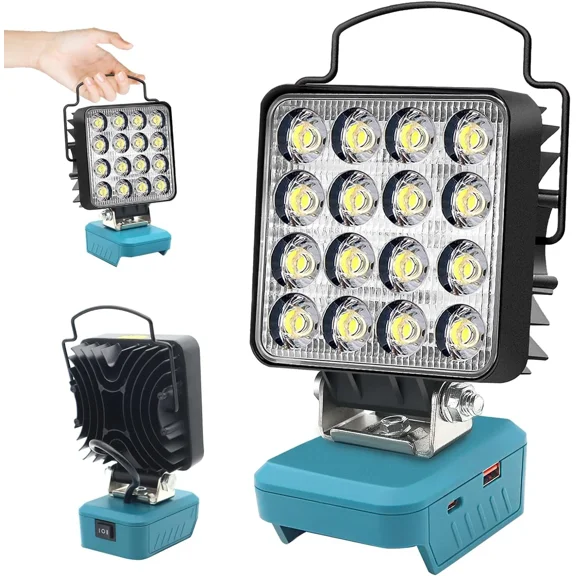 34W 5000LM LED Work Light Flashlight Spotlight for Makita 18v Battery USB Type-C