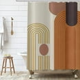 thumbnail image 2 of Boho Extra Long Shower Curtain, Mid Century Modern Abstract Minimalist Beige Neutral Machine Washable Waterproof Fabric for Bathroom Decor Bathtub with 12 Hooks 72Wx36H, 2 of 6