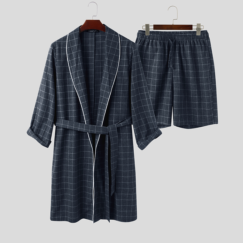 Mens Japanese Style Dressing Gown Kimono Pajamas Suit Short Size XL Mens Japanese Style Dressing Gown Kimono Pajamas Suit Short Size XL