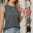 thumbnail image 5 of Women's Tank Tops Women's Tank Tops Casual Summer Crew Neck Sleeveless Shirts Solid Color Flowy Tunic Loose Fit Basic Top Pink S, 5 of 5