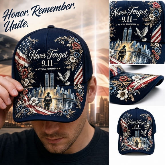 Unisex 9/11 Never Forget Hat 911 Memorial 25th Anniversary Cap Retro Patriotic American Flag Hats for Men Women