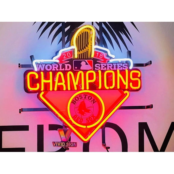 Queen Sense 20"x16" For Bostons Sports Team Red Sox 2018 World Series Champions Neon Sign HD Vivid Printing Handmade Artwork Neon Light 120BRSL18WSCVVD