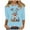 QR1-Light Blue, variant on Meichang Funny Christmas Shirts Women Xmas Reindeer Print 3/4 Length Sleeve Tops Casual Crew Neck Loose Fit Womens Christmas T Shirts