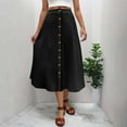 thumbnail image 2 of Kaemgyyd Midi Skirts for Women Summer High Waisted Button up A-Line Skirt Casual Solid Color Flowy Long Skirts for Women, 2 of 7