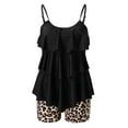thumbnail image 5 of Summer Tankinis Ruffle Swimsuits for Women 2 Piece Retro Tankini Set Leopard Floral Bathing Suits with Boyshorts Beach Casual Tunics Swimwear, 5 of 6