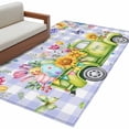 thumbnail image 6 of Easter Area Rug 4x6 Washable Rug Non Slip Green Truck Eggs Flowers Butterflies Purple Plaid Large Area Rug Indoor Floor Carpet for Entryway Bedroom Kitchen Living Room Home Office Dining Room Nursery, 6 of 8