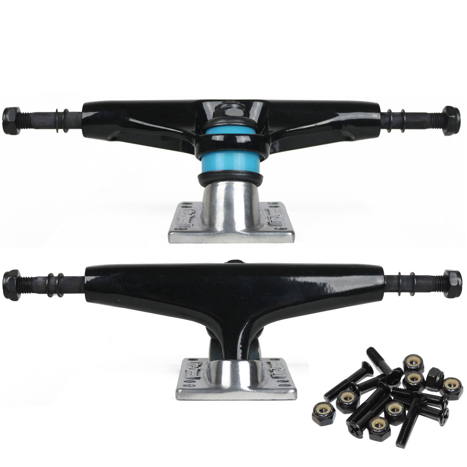 LiteZpeed Skateboard Trucks 5.25 (8.0" Axle) Black Silver PAIR + FREE