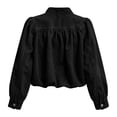 thumbnail image 5 of Women's Jean Jacket Cropped Long Puff Sleeve Button Down Denim Jackets (Black), 5 of 5