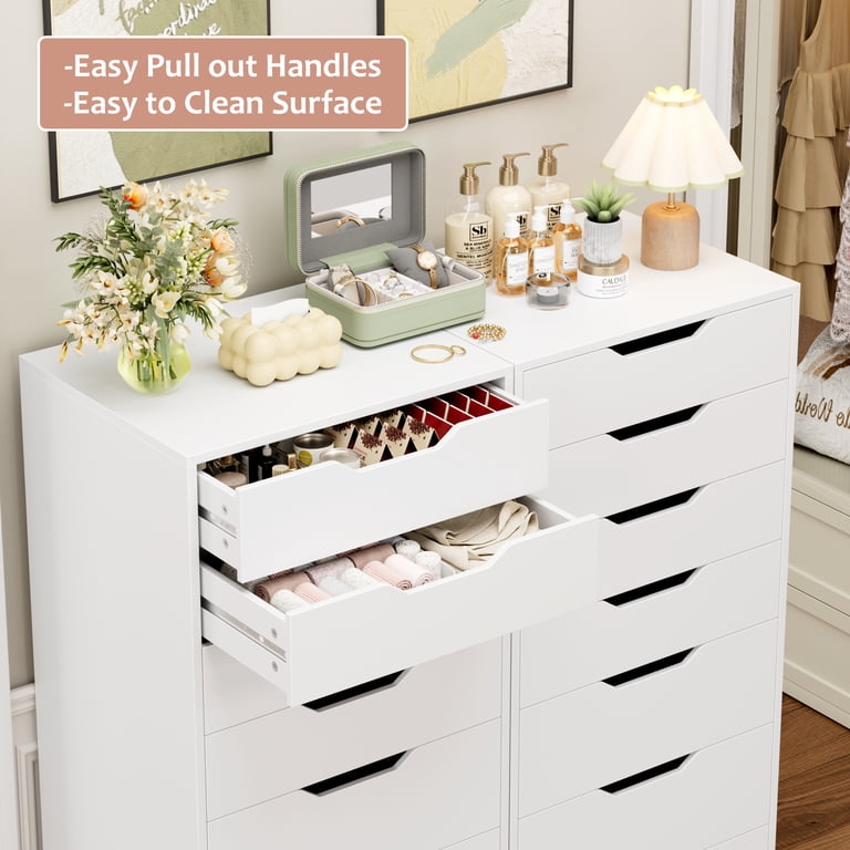Homfa Compact 8 Drawer Bedroom Dresser for Small Spaces, Wood Tall Chest of Drawer, White Homfa Compact 8 Drawer Bedroom Dresser for Small Spaces, Wood Tall Chest of Drawer, White