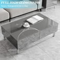 thumbnail image 2 of High Gloss Electroplated Coffee Table with 2 Magnetic Drawers for Living Room Modern Minimalist Center Table Grey, 2 of 8