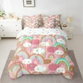 thumbnail image 2 of Feelyou Dreamy Pink Rainbow Bedding Comforter Set 7pcs for Child, Kawaii Stars Love Heart Queen Bedding Sets, Fairy Tale Style Reversible Queen Sheet Sets, Ultra Soft Bedroom Decor, 2 of 8
