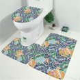 thumbnail image 2 of Pioneer Flower Floral Print Pattern Bathroom Rugs Sets 3 Piece,Toilet Cover Set,Absorbent Non Slip Bathroom Mats Sets with U-Shaped Contour Rug Toilet Rug Set, 2 of 5