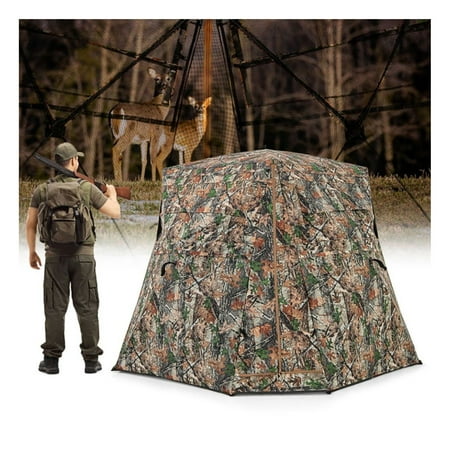 360° One Way See Through Hunting Blind – Camouflage Ground Blind for Deer & Turkey – Pop-Up Hunting Tent with 2-3 Person Capacity Silent Windows & Portable Bag